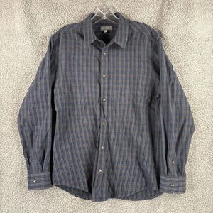 ASH AND ERIE Mens Flannel Shirt Blue Plaid Long Sleeve Button Up Medium M Slim